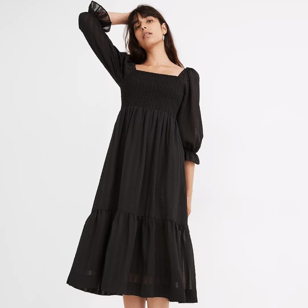 Lucie Elbow Sleeve Smocked Midi Dress